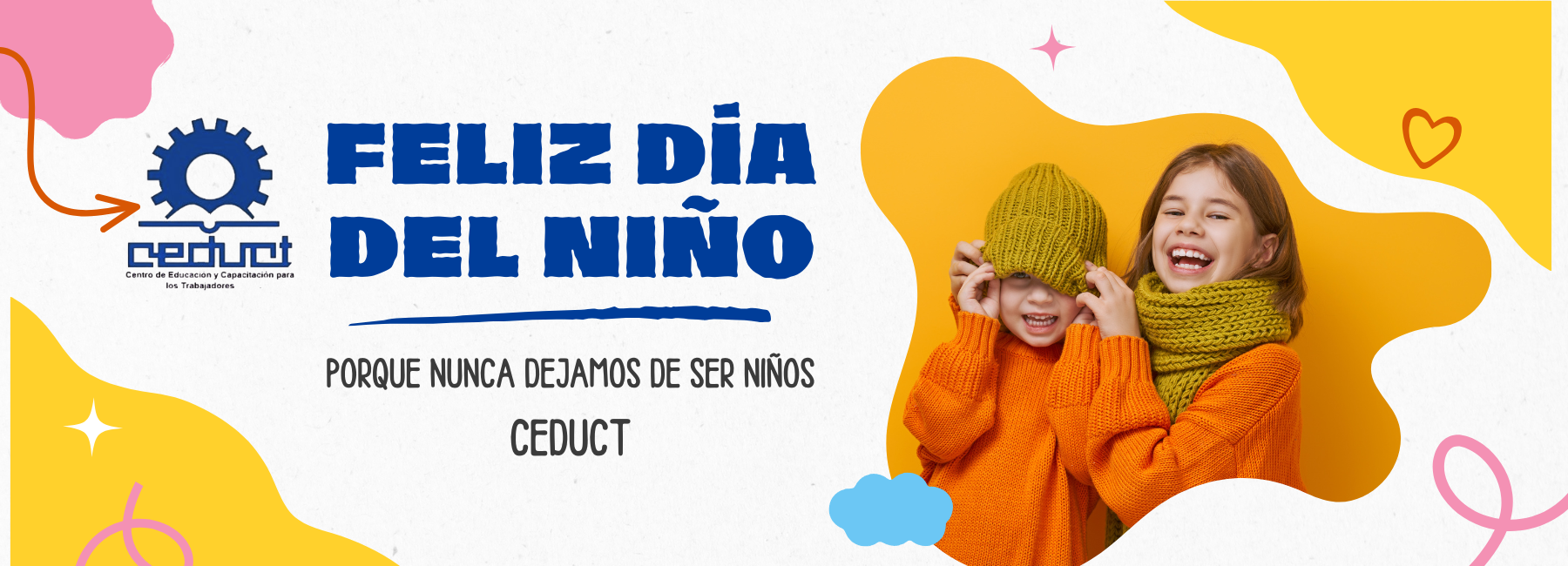 Portada de Facebook Día del Niño Infantil Amarillo Blanco